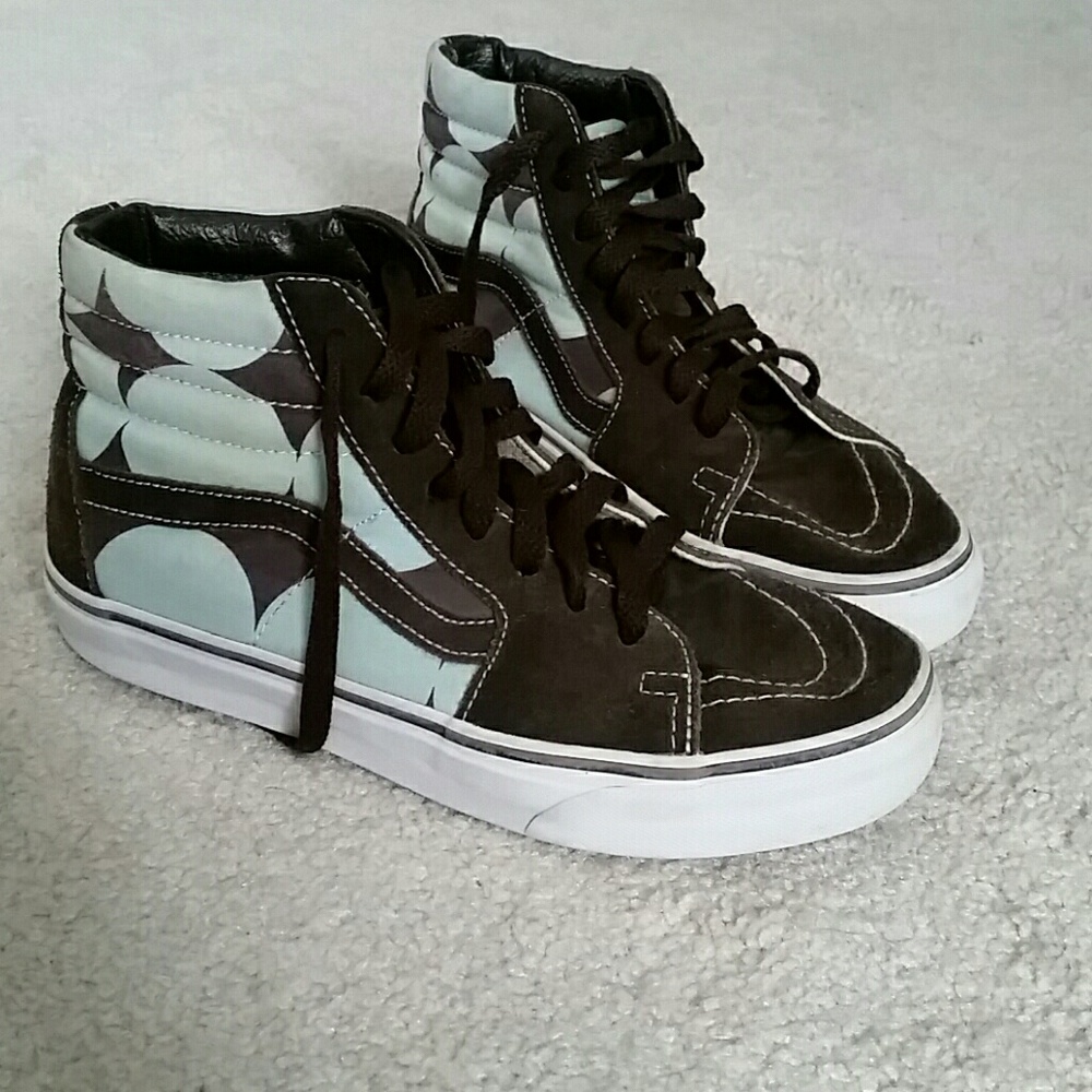 Vans High-Top Sneakers in Brown and Light Blue